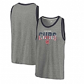 Chicago Cubs Fanatics Branded Freedom Tri-Blend Tank Top - Heathered Gray